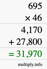 How to calculate 695 times 46 using long multiplication