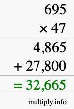 How to calculate 695 times 47 using long multiplication