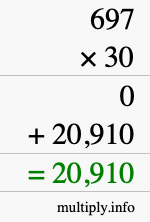 How to calculate 697 times 30 using long multiplication How to calculate 697 times 30 using long multiplication