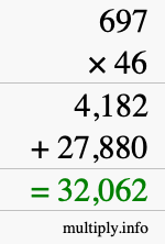 How to calculate 697 times 46 using long multiplication How to calculate 697 times 46 using long multiplication