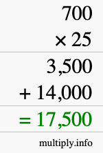 How to calculate 700 times 25 using long multiplication How to calculate 700 times 25 using long multiplication