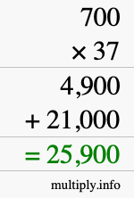 How to calculate 700 times 37 using long multiplication