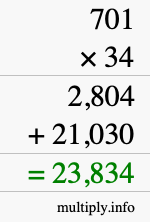 How to calculate 701 times 34 using long multiplication How to calculate 701 times 34 using long multiplication