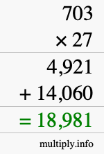 How to calculate 703 times 27 using long multiplication