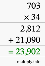 How to calculate 703 times 34 using long multiplication How to calculate 703 times 34 using long multiplication
