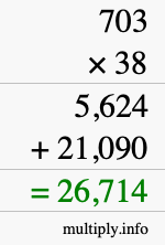 How to calculate 703 times 38 using long multiplication