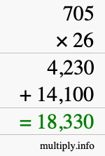 How to calculate 705 times 26 using long multiplication How to calculate 705 times 26 using long multiplication