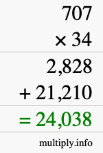 How to calculate 707 times 34 using long multiplication How to calculate 707 times 34 using long multiplication