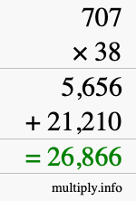 How to calculate 707 times 38 using long multiplication
