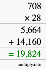 How to calculate 708 times 28 using long multiplication How to calculate 708 times 28 using long multiplication