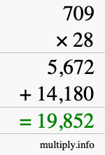 How to calculate 709 times 28 using long multiplication How to calculate 709 times 28 using long multiplication