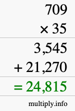 How to calculate 709 times 35 using long multiplication