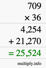How to calculate 709 times 36 using long multiplication How to calculate 709 times 36 using long multiplication