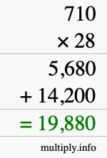 How to calculate 710 times 28 using long multiplication How to calculate 710 times 28 using long multiplication