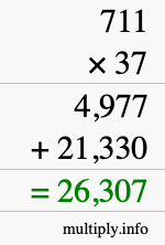 How to calculate 711 times 37 using long multiplication