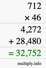 How to calculate 712 times 46 using long multiplication How to calculate 712 times 46 using long multiplication