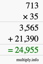 How to calculate 713 times 35 using long multiplication How to calculate 713 times 35 using long multiplication
