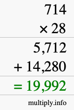 How to calculate 714 times 28 using long multiplication How to calculate 714 times 28 using long multiplication