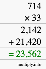 How to calculate 714 times 33 using long multiplication