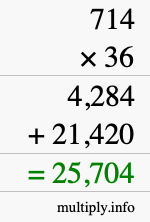 How to calculate 714 times 36 using long multiplication How to calculate 714 times 36 using long multiplication