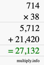 How to calculate 714 times 38 using long multiplication