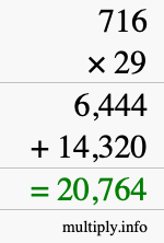 How to calculate 716 times 29 using long multiplication