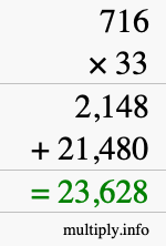 How to calculate 716 times 33 using long multiplication