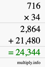 How to calculate 716 times 34 using long multiplication
