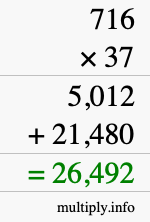 How to calculate 716 times 37 using long multiplication