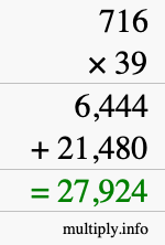How to calculate 716 times 39 using long multiplication