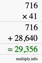 How to calculate 716 times 41 using long multiplication