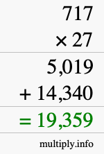 How to calculate 717 times 27 using long multiplication