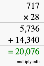 How to calculate 717 times 28 using long multiplication How to calculate 717 times 28 using long multiplication