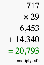 How to calculate 717 times 29 using long multiplication