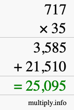 How to calculate 717 times 35 using long multiplication