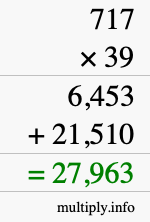 How to calculate 717 times 39 using long multiplication