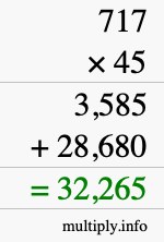 How to calculate 717 times 45 using long multiplication