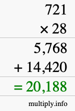 How to calculate 721 times 28 using long multiplication How to calculate 721 times 28 using long multiplication