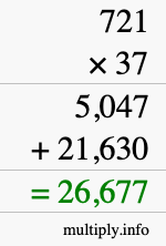 How to calculate 721 times 37 using long multiplication
