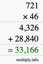 How to calculate 721 times 46 using long multiplication