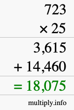 How to calculate 723 times 25 using long multiplication How to calculate 723 times 25 using long multiplication