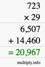 How to calculate 723 times 29 using long multiplication