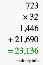 How to calculate 723 times 32 using long multiplication How to calculate 723 times 32 using long multiplication