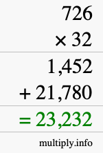 How to calculate 726 times 32 using long multiplication How to calculate 726 times 32 using long multiplication