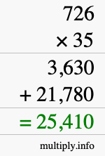 How to calculate 726 times 35 using long multiplication