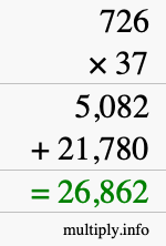 How to calculate 726 times 37 using long multiplication