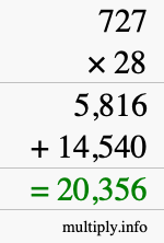 How to calculate 727 times 28 using long multiplication How to calculate 727 times 28 using long multiplication