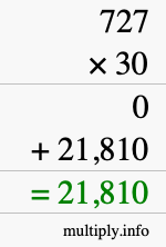 How to calculate 727 times 30 using long multiplication
