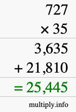 How to calculate 727 times 35 using long multiplication How to calculate 727 times 35 using long multiplication