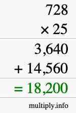 How to calculate 728 times 25 using long multiplication How to calculate 728 times 25 using long multiplication